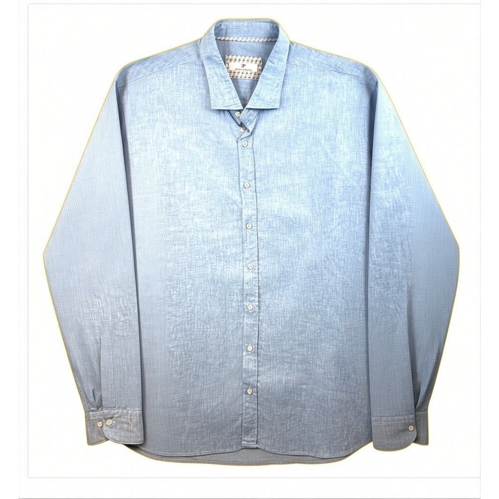 Emilio Padella Positano 100% Linen Shirt 4XL (Fits like 2XL) Blue Italy 25" PTP